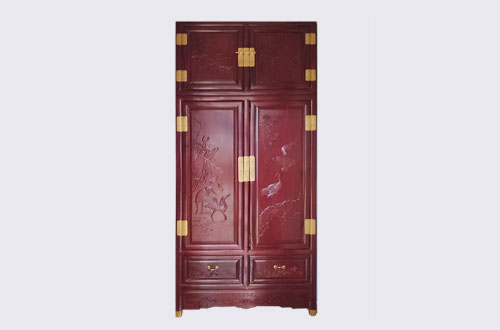 浩口原种场高端中式家居装修深红色纯实木衣柜